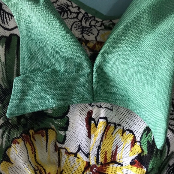 Vintage linen floral feminine garden party dress ! - Picture 6 of 9